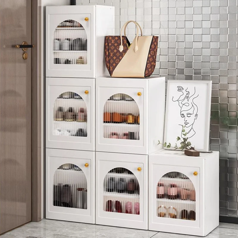 Folding Plastic Shoe Cabinets Display Crystal Shelves Rack Bedroom Shoe Cabinets White Zapatero Organizador De Zapatos Furniture