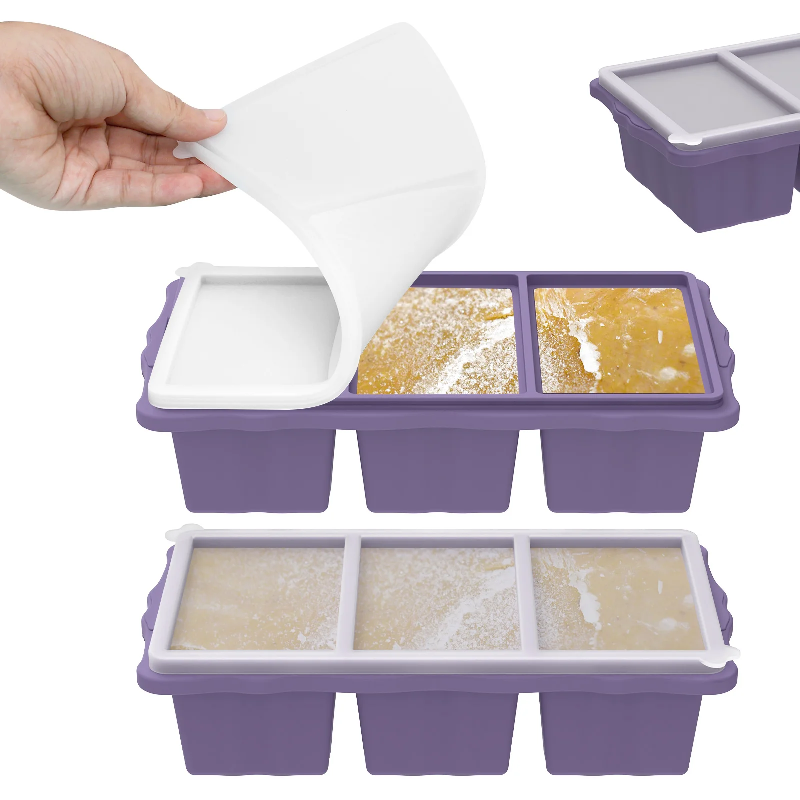 Silikon-Gefrierschrank-Tablett, Eiswürfelform, Lebensmittel-Gefrierschrank-Tablett – Aufbewahrungsbehälter für Suppe, Sauce, Restbetrag, hausgemachte Mahlzeit zum Einfrieren in der Küche