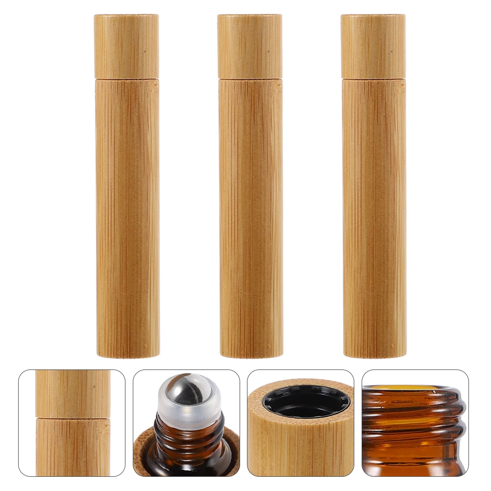 Garrafa de perfume de óleo essencial garrafas recarregáveis enchendo rolo de bambu viagem