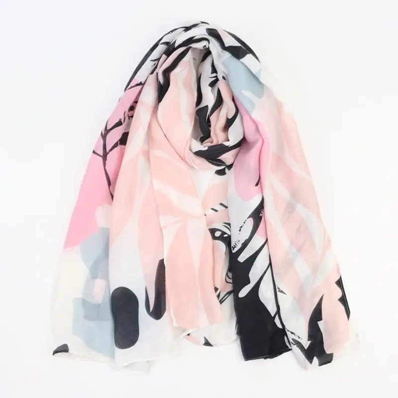 2024 Newest Women Printed Pattern Scarf Cotton Voile Scarf Shawls