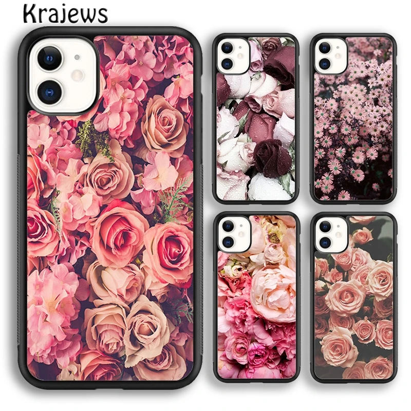 Large swath of pink flowers Phone Case Cover For iPhone 16 15 14 plus XS XR 11 12 mini 13 pro max coque Shell Fundas