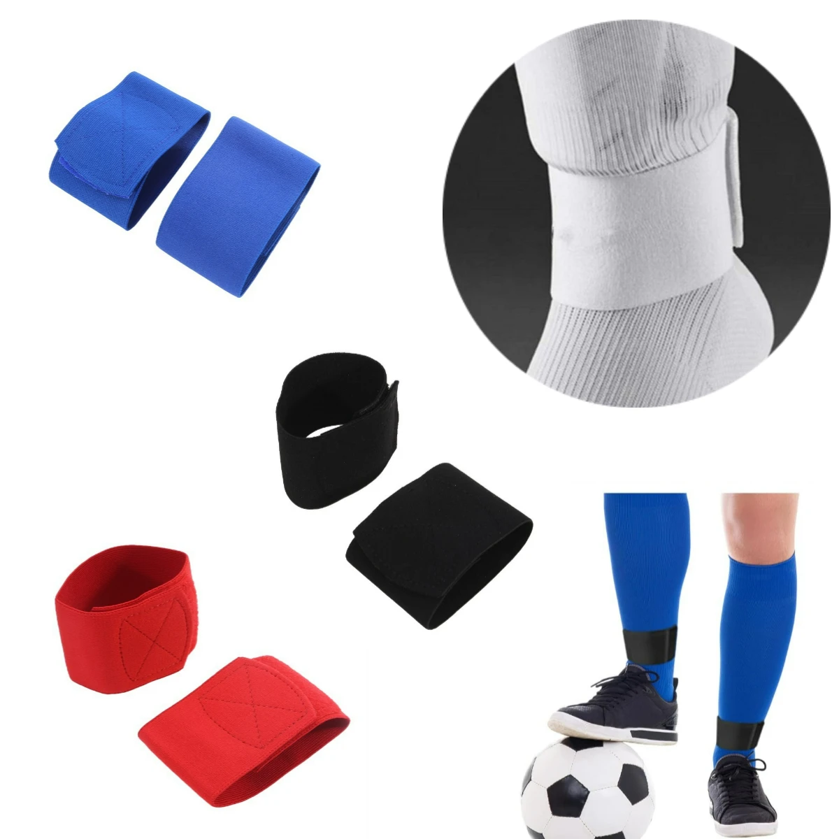 Shin Guard Straps Anti Slip Soccer Lace Bands Shin Pad Holders Adjustable Soccer Ankle Guards Shinguard Stays Shin Fixed Straps