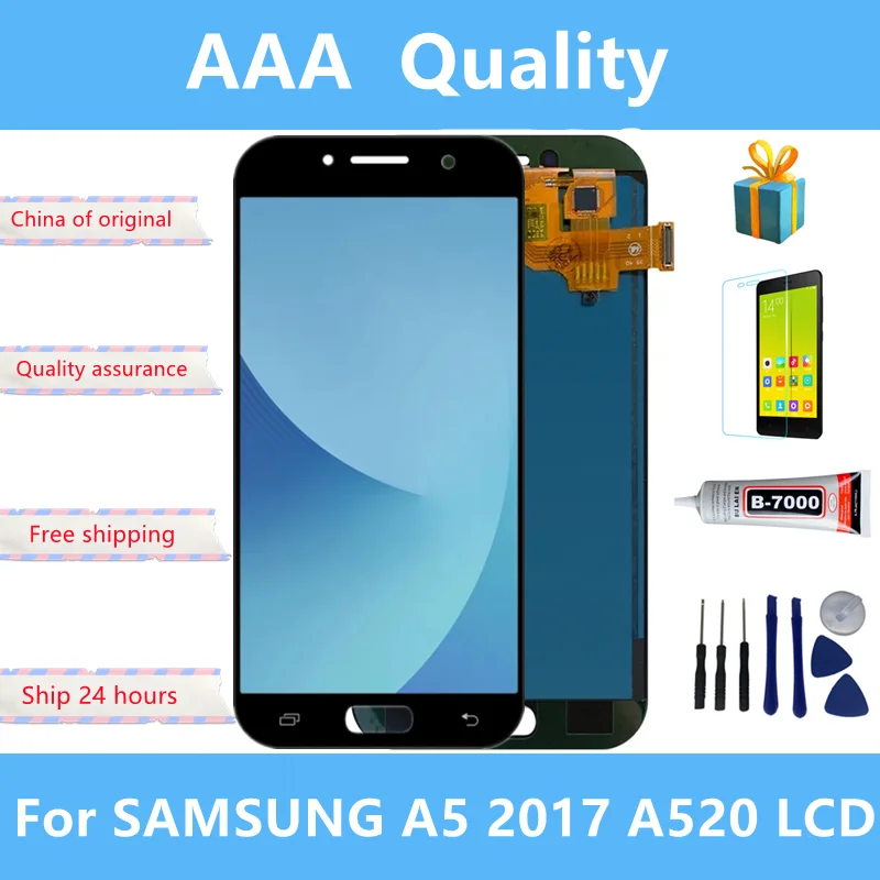 

Original 5.2"; Super AMOLED LCD for SAMSUNG Galaxy A5 2017 A520 A520F SM-A520F LCD Display Touch Screen Digitizer Assembly Teste