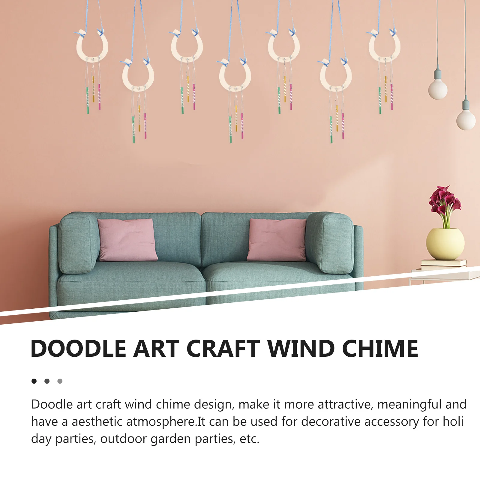 

1 set Wooden Horseshoe Wind Chime DIY Craft Kit Vintage Garden Decor Wall Hanging Art Party Decoration Wooden Wind Chimes
