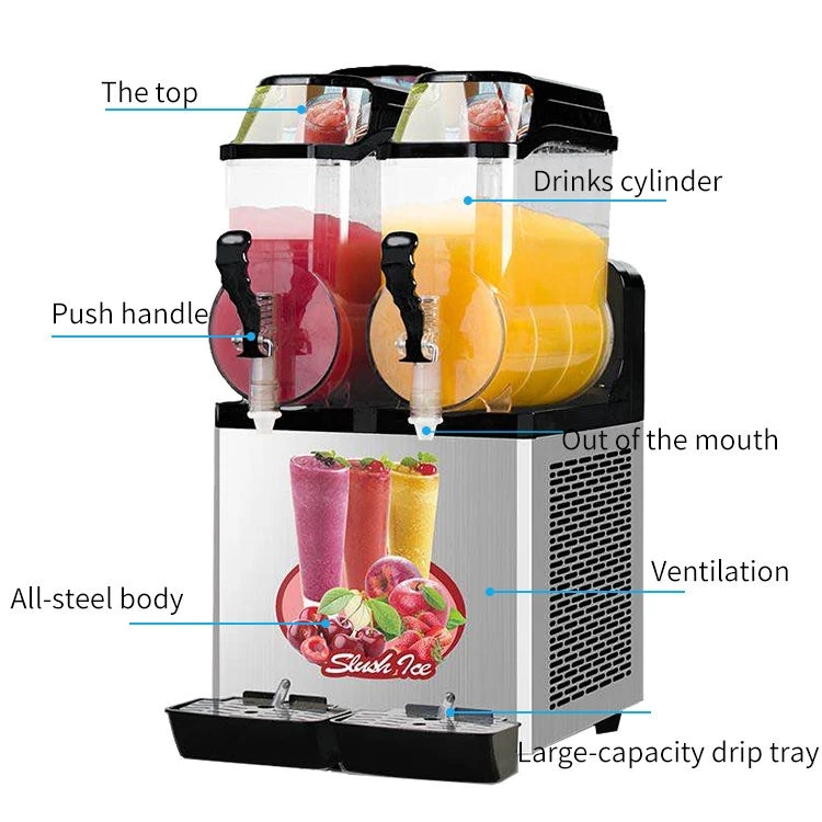 2025 Automatic 24L Frozen Snow Melting Machine Commercial Juicer Drink Mud  Double tank Ice Slush Making Machine