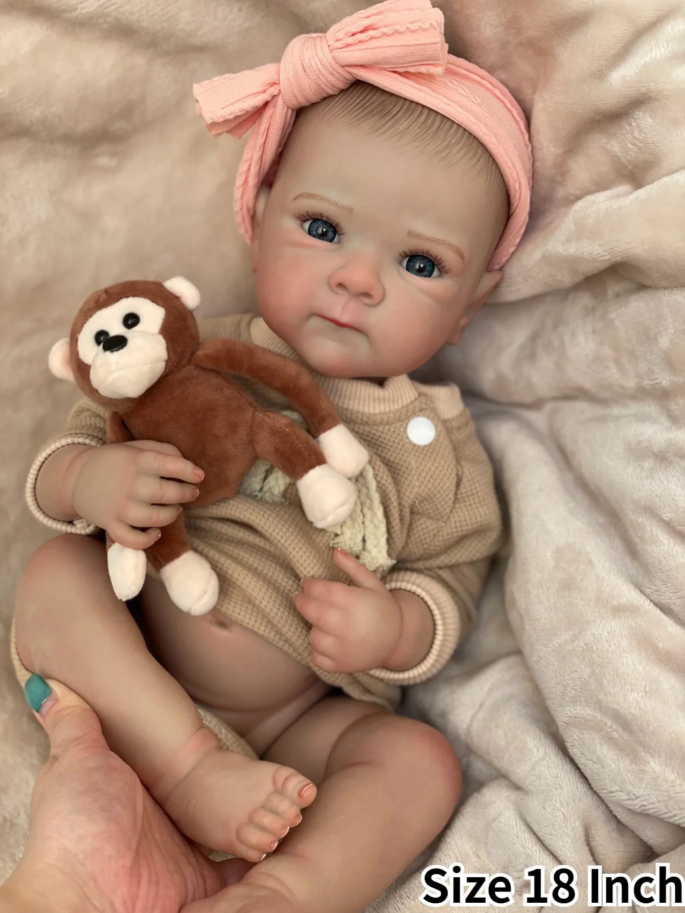 18 Inch Painted Hair Bettie Newborn Baby Doll Ultra Lovely Bebe Reborn Doll For Children Birthday Gifts