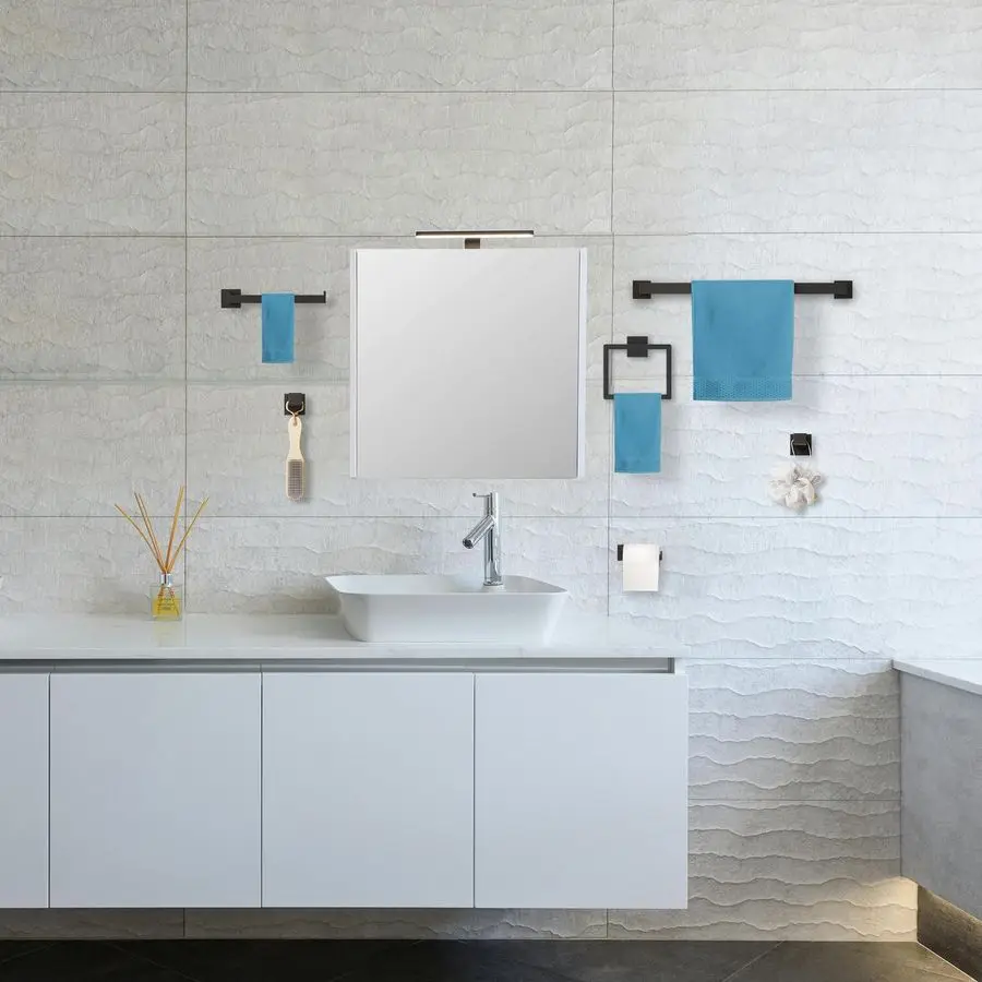 Matte Black Bathroom Accessories Set, 16 Inch Bath Towel Bar Set, SUS 304 Stainless Steel Bathroom Hardware Set, Towel Racks for