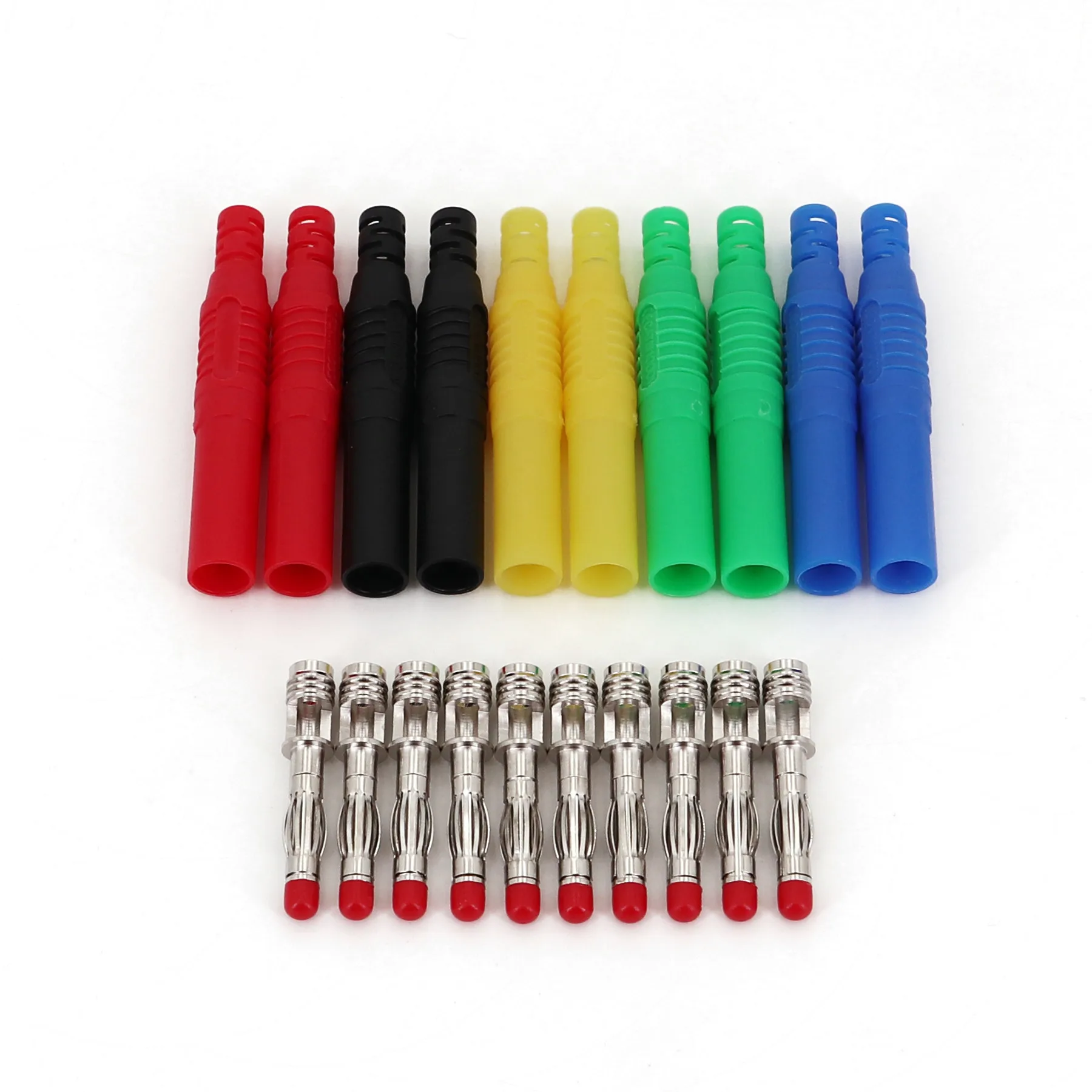 10Pcs Insulated Safety Straight 4mm Male Banana Plug Wire Solder Type Connector