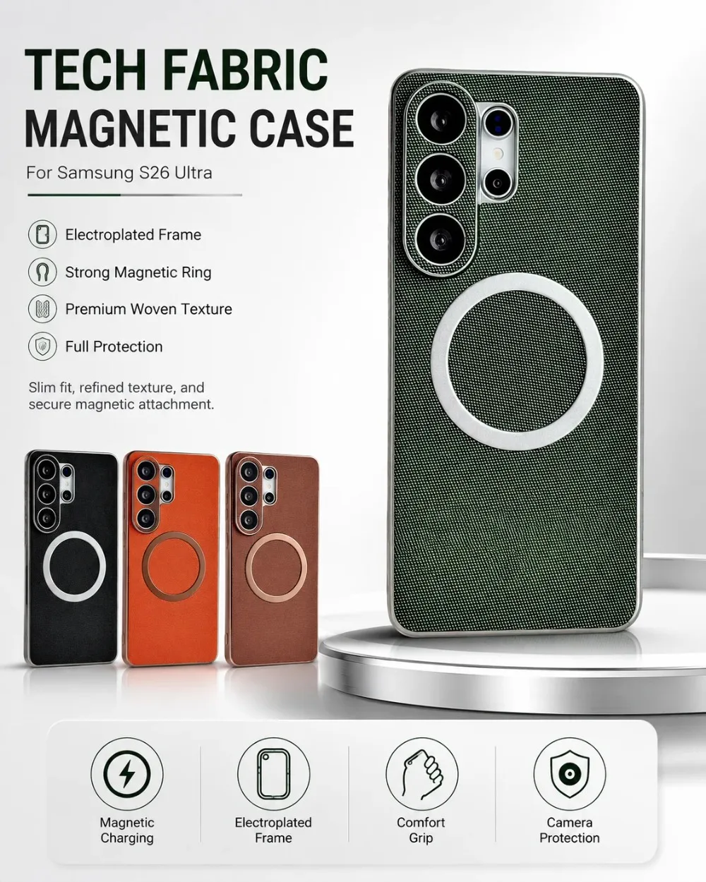 Luxury technology fabric For Magsafe Magnetic phone case, For Samsung Galaxy S26 S25 Ultra Plus wireless charging phone Cover