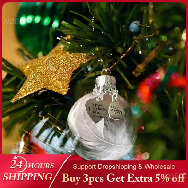 Christmas Tree Decoration Angel Wing Crystal Ball Ornaments Badminton On My Heart In Heaven Pendant Merry Christmas Hanging