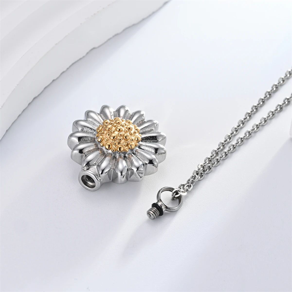 Sunflower Cremation Jewelry for Ashes Women Keepsake Stainless Steel Memorial Pendant Cremation Urn Necklace for Human Ashes