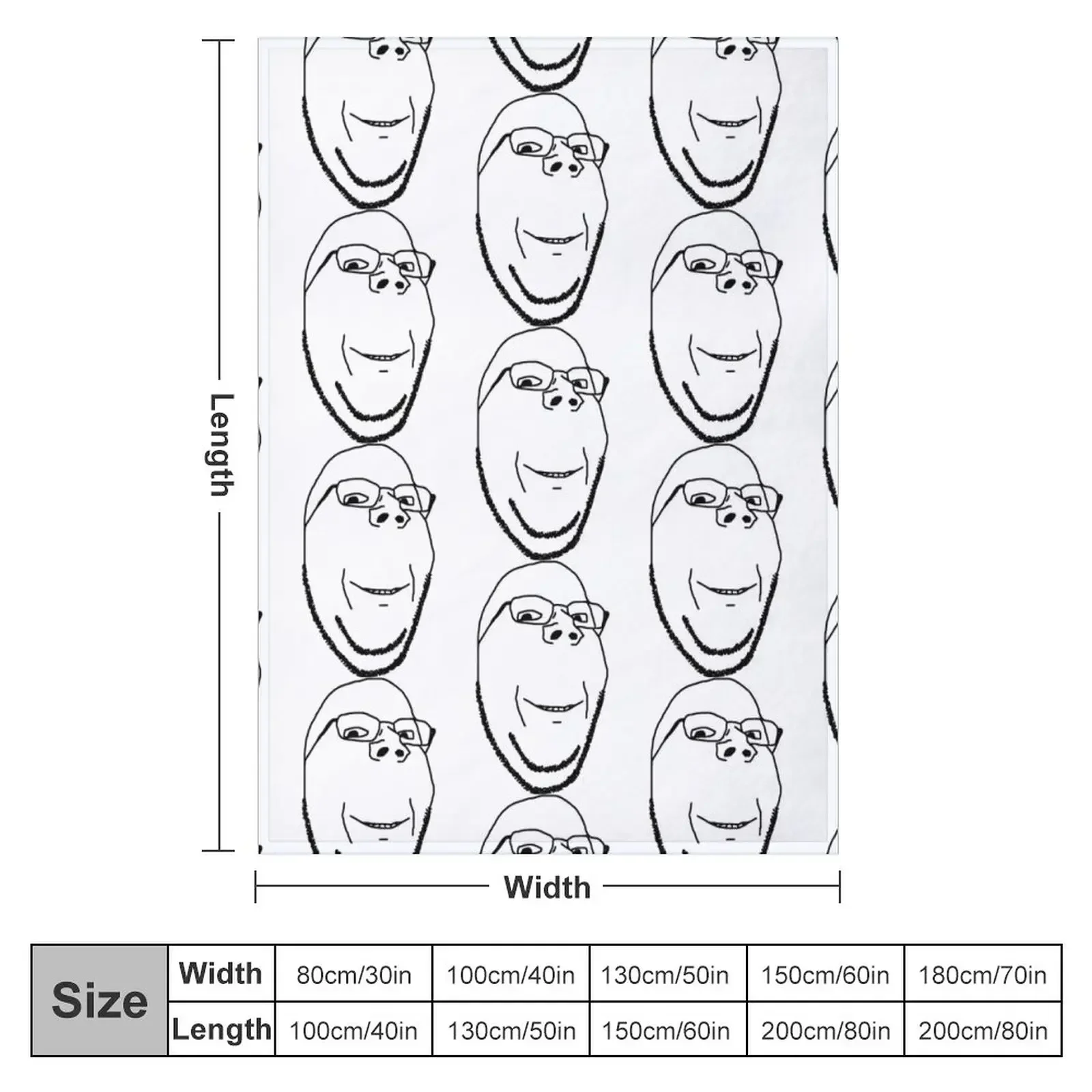 Smiling Wholesome Wojak Soyjak Throw Blanket Hair Luxury Brand Blankets