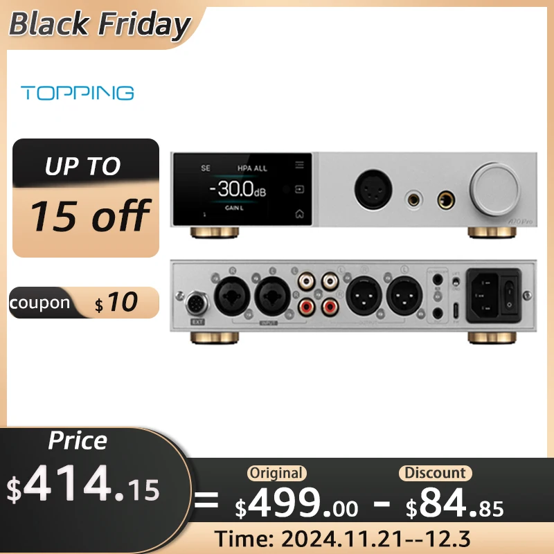 TOPPING A70 PRO HIFI Headphone Amplifier A70pro Pre-Amp With 32 Ohm @ 10000mw x 2 Output Power 6.35mm 4.4mm 4pin XLR Output