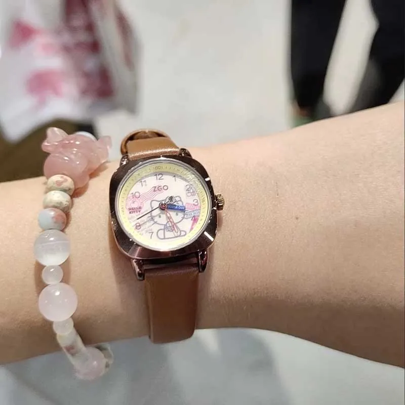 Sanrio Original Zgo Joint Hellokitty Watches Kawaii Waterproof Cute Sports Quartz Vintage Belt Watch For Girl Birthday Gifts