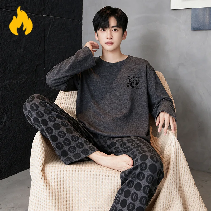 Thermal Fleece Men's Winter Pajamas Set Thicken Warm Sleepwear Big Size 3XL Soft Pajama Men pyjama homme pijama hombre Dropship