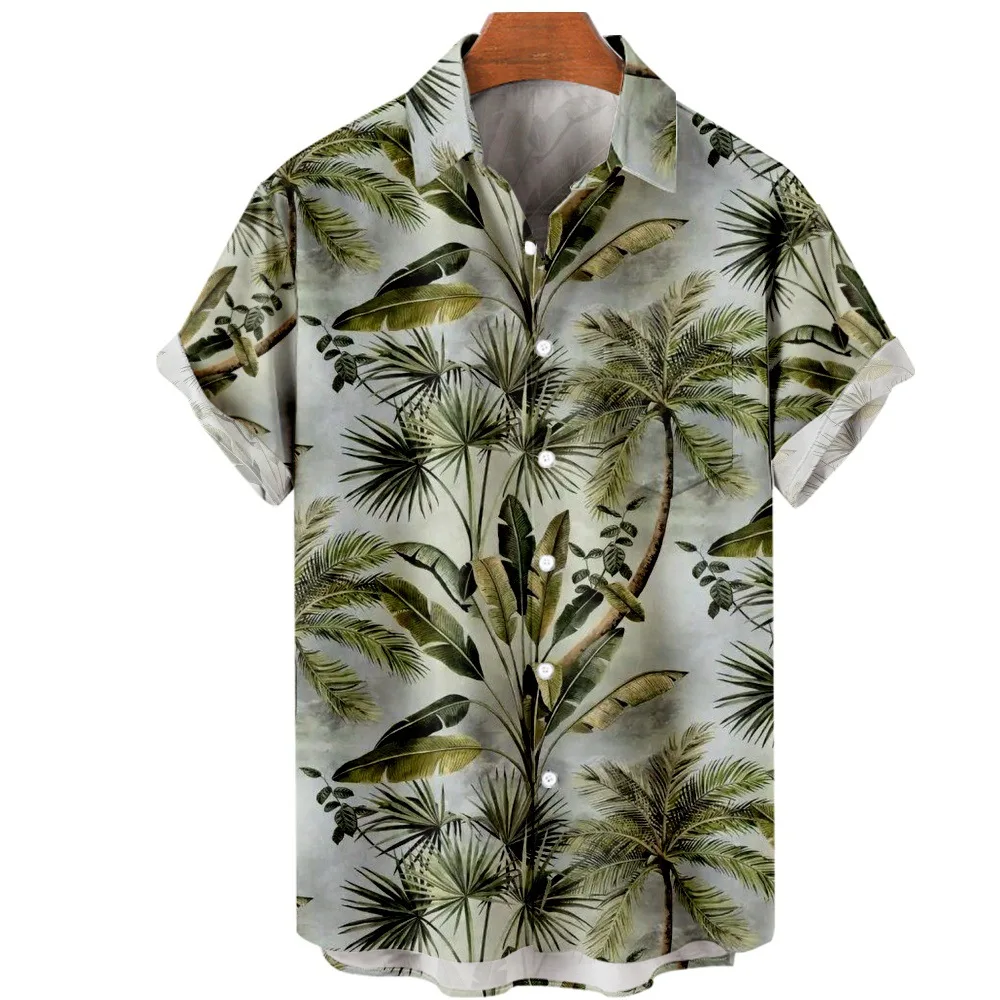 Harajuku Luxury Cool coconut tree 3D Print Men Single Breasted shirt Casual Women Blouse Short Sleeve Summer Flip collar shirts