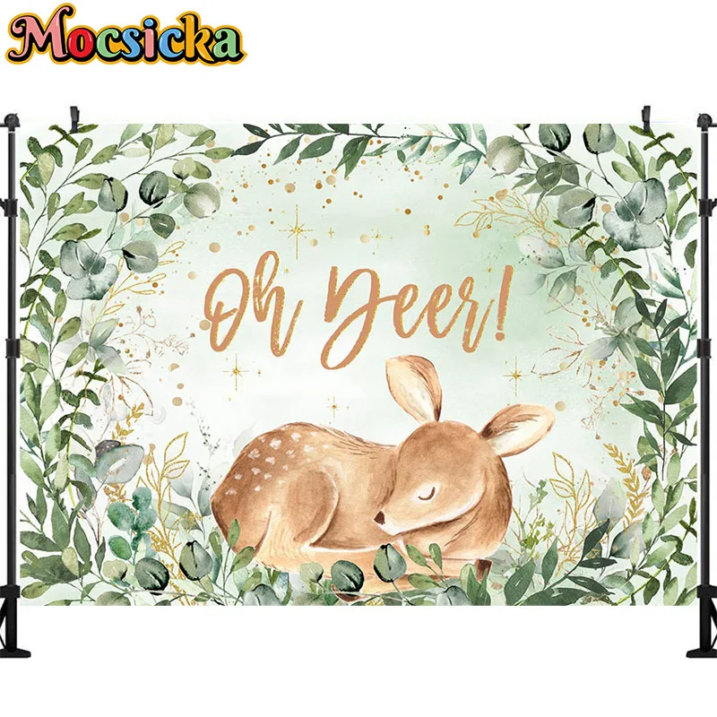 Cartoon Cute Birthday Party Painting Deer Bambi of Fawn Rabbit Thumper Picture Forest Background Decor Colorful Backdrop