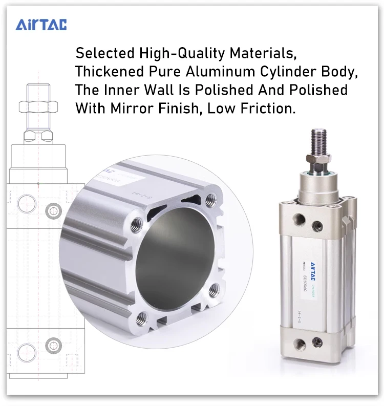 AirTAC Original SE32/40/50/63 Standard Pneumatikzylinder 50/75/100/125/150/200/250/300/400/500/600/800/1000mm Hublänge – Detail 5