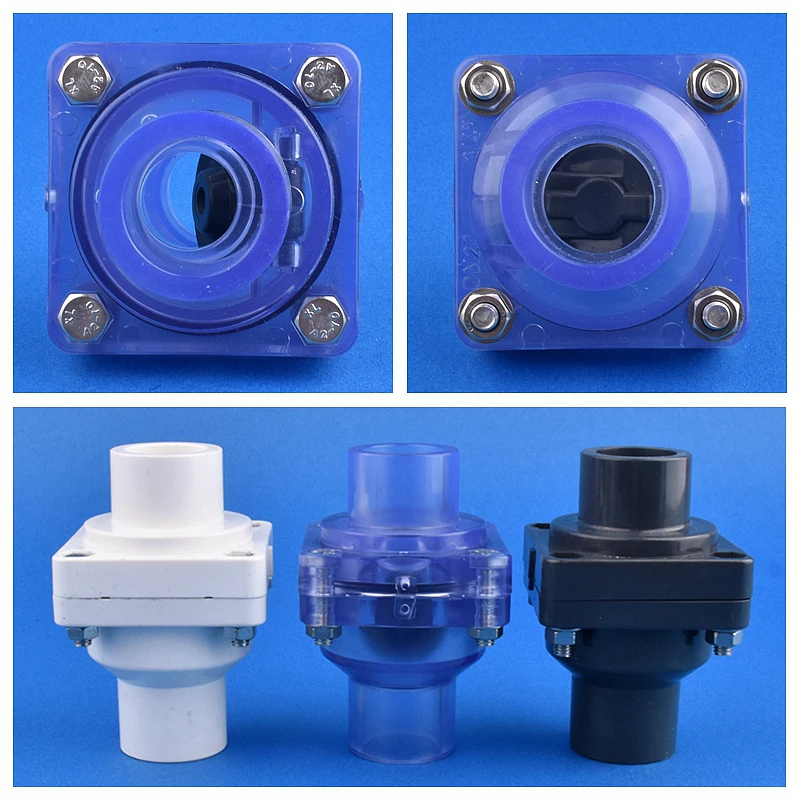 25~50mm UPVC Flap Check Valve Garden Irrigation Aquarium Fish Tank One-Way Valve Home Drainage Pipe Anti Backflow Check Valve