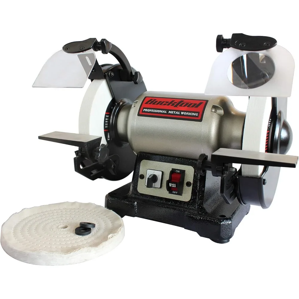 8 inch Dual Speed Bench Grinder & Buffer, Professional Low High Speed Bench Grinder Buffer with Cast Iron Base