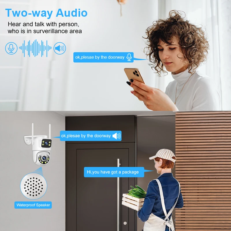 Smar 6MP PTZ WiFi IP Camera Dual Lens With Dual Screen Two-way Audio Auto Tracking Security Outdoor CCTV Vedio Surveillance ICSe