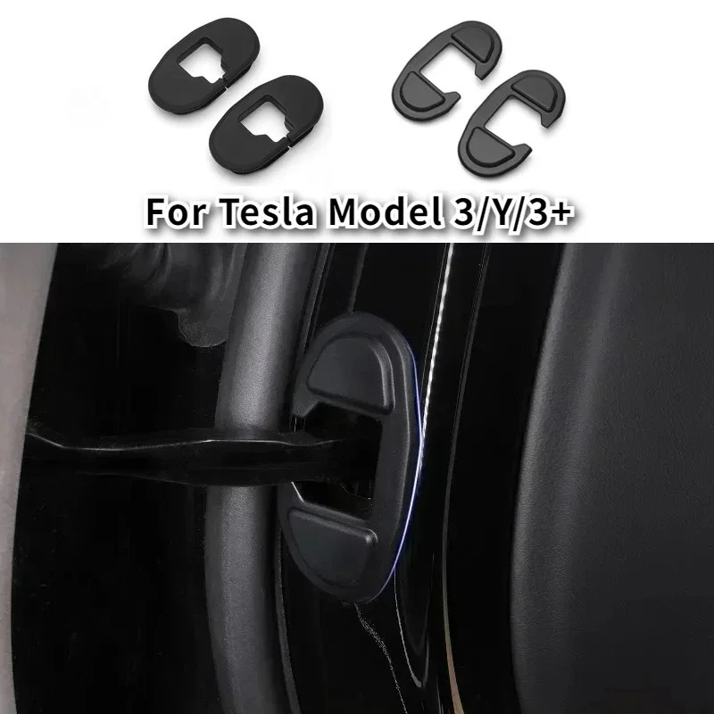 Back Door Lock Buckle Protective Cover for Tesla Model Y/3/3+ Highland 2024 ABS Shock Pads Silicone Mat Car Accessories 2PCS
