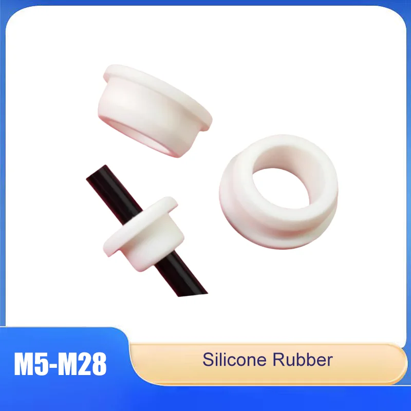 

5mm-28mm White Wire Guide Bushing Through-Hole Silicone Plug Silicone Rubber Straight Tube Wire Protector