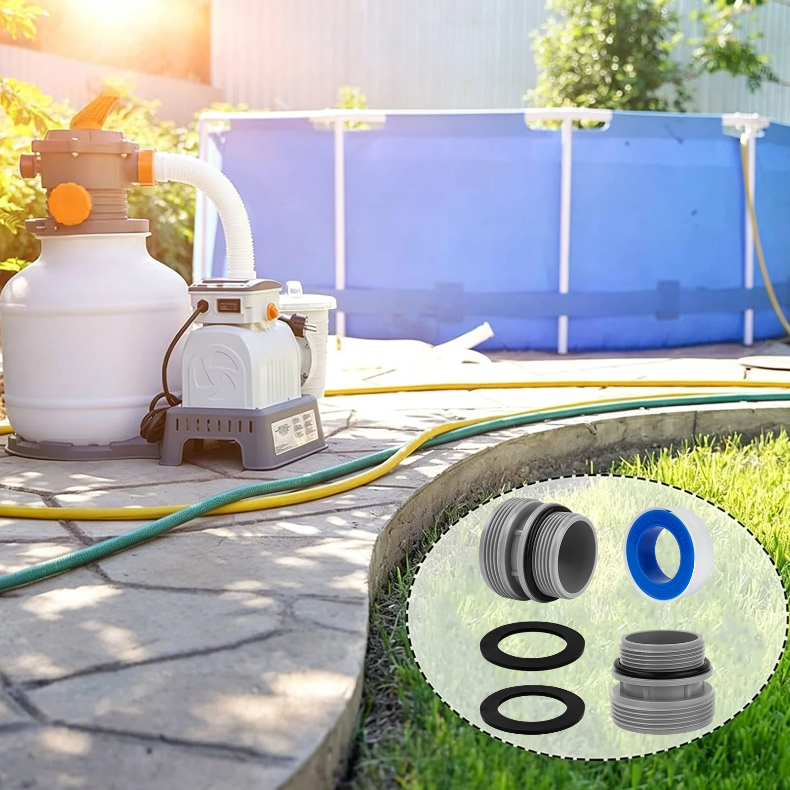 Compatible for Intex 4560 40mm To 1 1/2In Pump Replacement Connects Rust Proof Pools Pumps Short Adapter Pools Piping Accessory