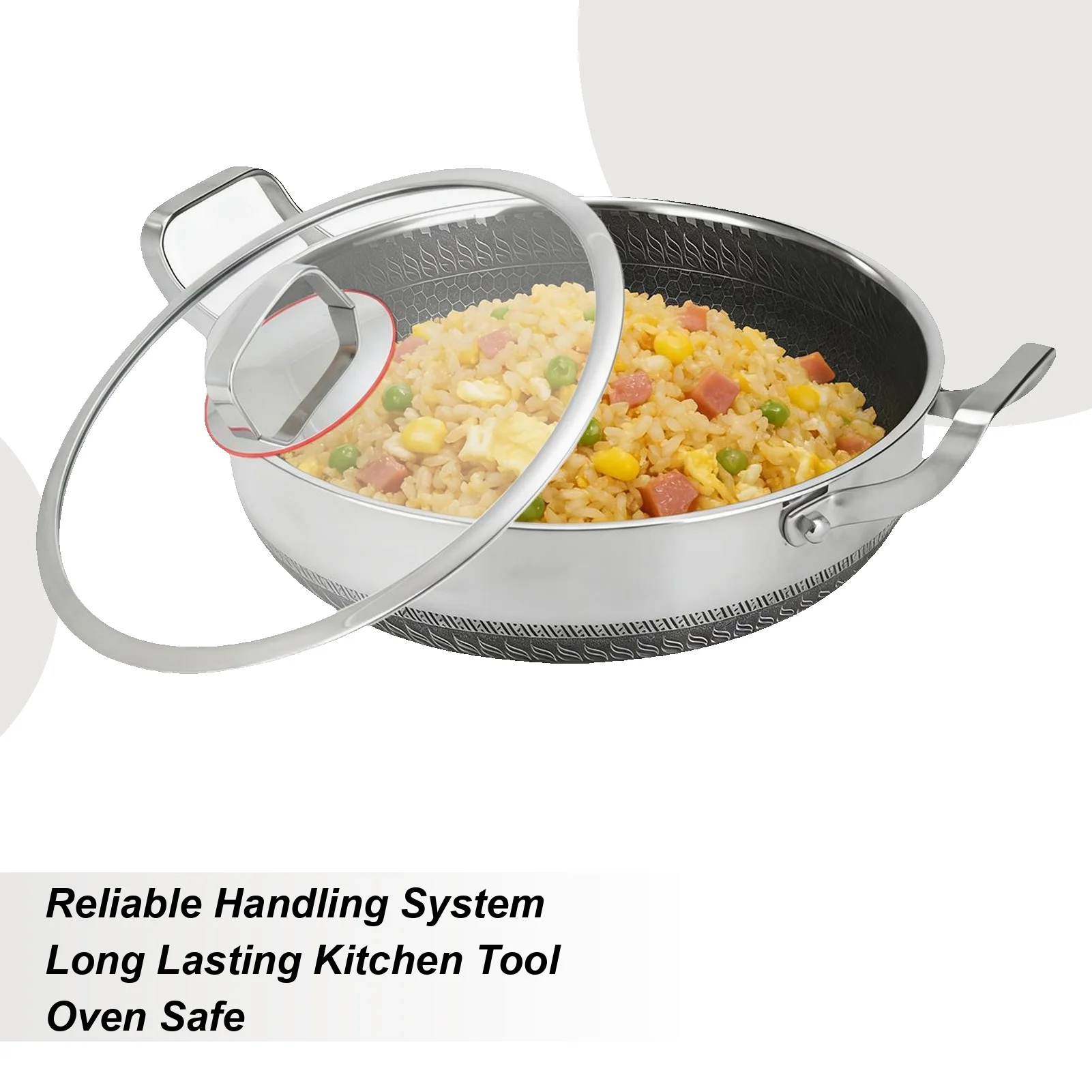 Deepening Double Handled Frying Pan With Lid Nonstick Saute Pan Stainless Steel Kitchen Cookware Household Pancake Baking Pan