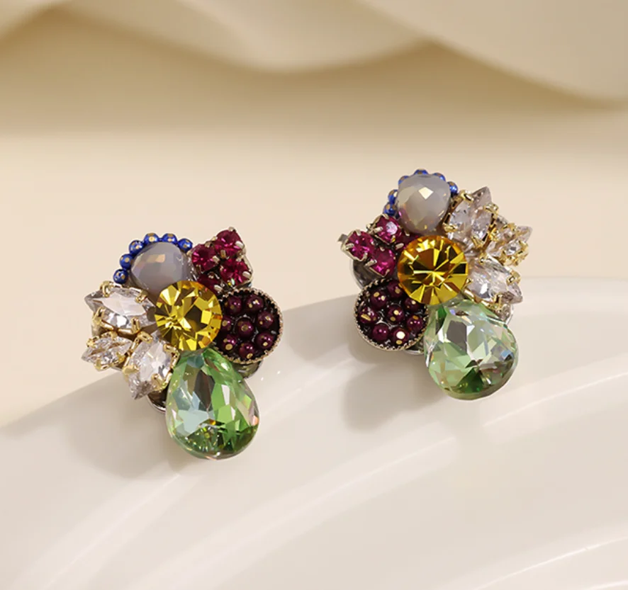 2022 new Simple copper plated gold diamond vintage 925 silver needle Earrings for women Fashion Jewelry