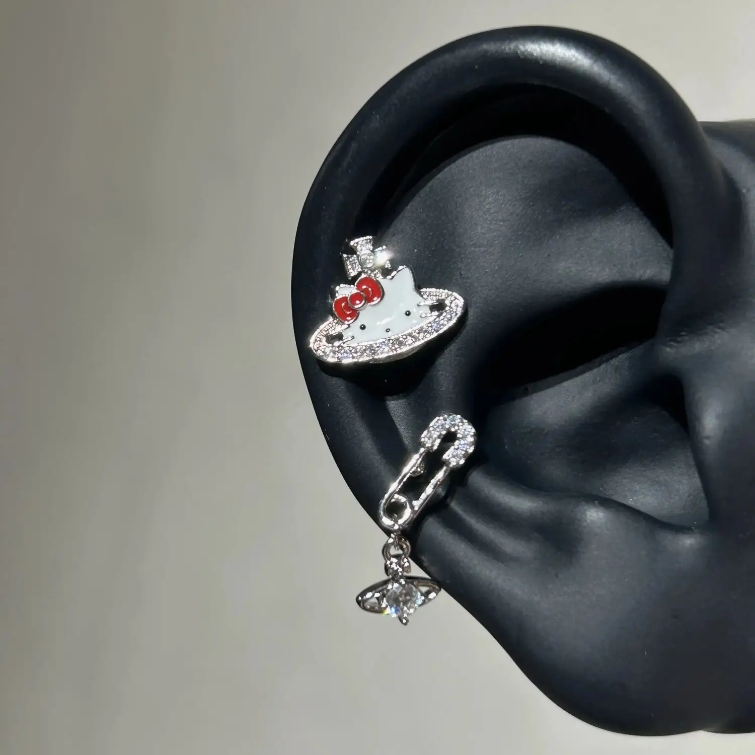 

Sweet Girly Heart Hello Kitty Anime Kawaii Sanrio Ins Fashion Y2k Earrings Pendant Cute Kt Cat Ear Decoration Gifts for Girls