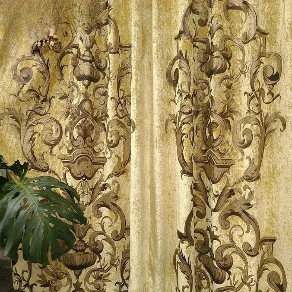 Sustainable French Silk Velvet Curtains for Living Room Bedroom Villa Custom Drapes Tulle Valance