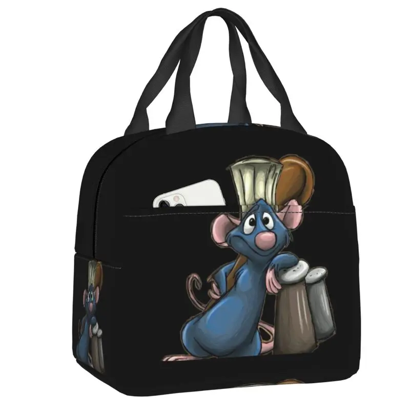 

Remy Ratatouille Insulated Lunch Tote Bag for Women Cartoon Portable Thermal Cooler Food Lunch Box Kids School Children