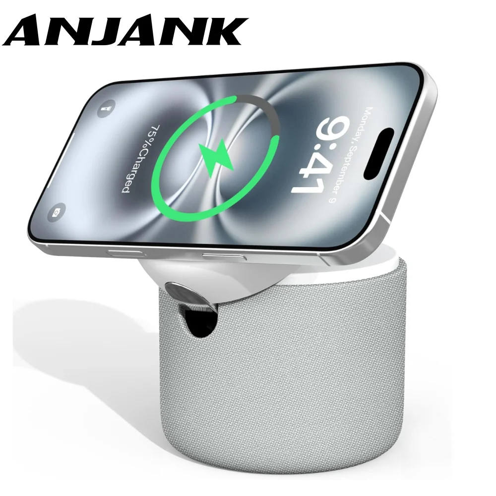 Anjank Portable Small Wireless Charger Dock Wireless Charging Station for Phone Watch AirPods