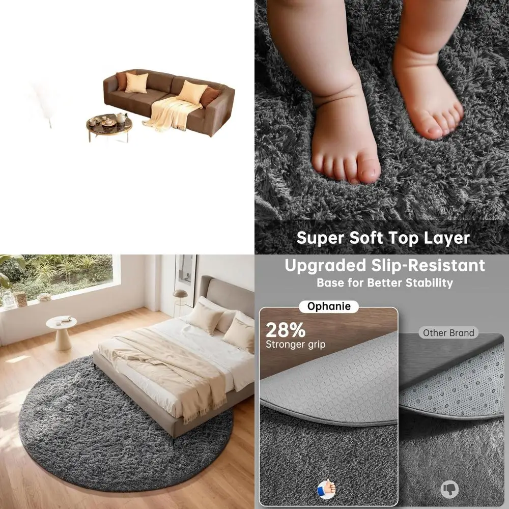 

Серый круглый ковер длиной 8 футов, плюшевый пушистый коврик для гостиной, спальни, детей и детской комнаты