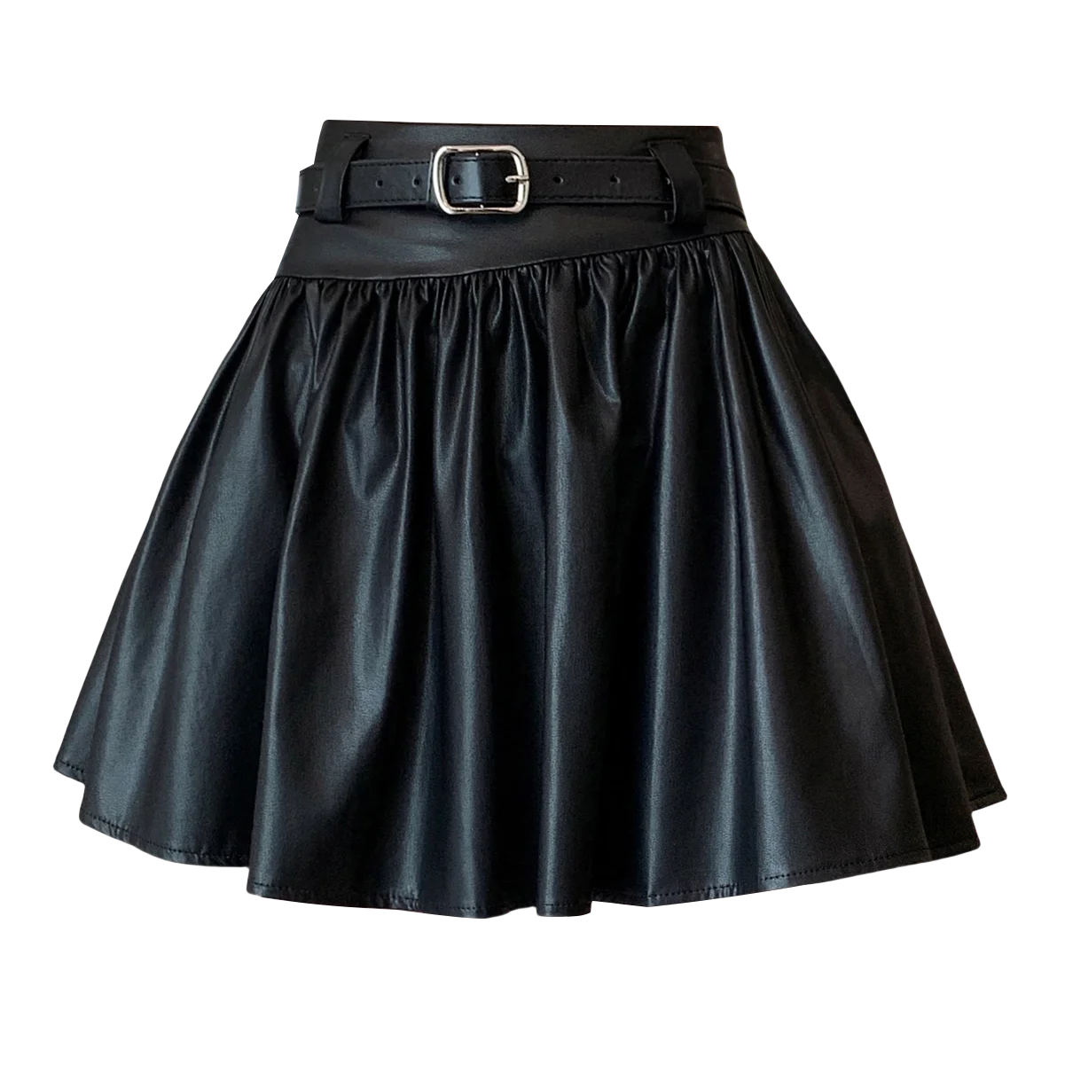 Mini jupe plissée en cuir PU noir pour femmes, jupes courtes décontractées, taille haute, ceinture, dames, automne, hiver, nouvelle mode