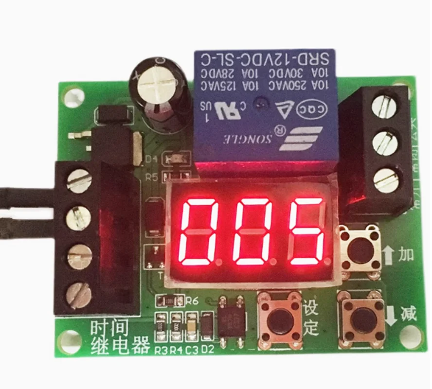 Multi functional 3-digit display time relay module triggers start timing stop dynamic display button adjustment