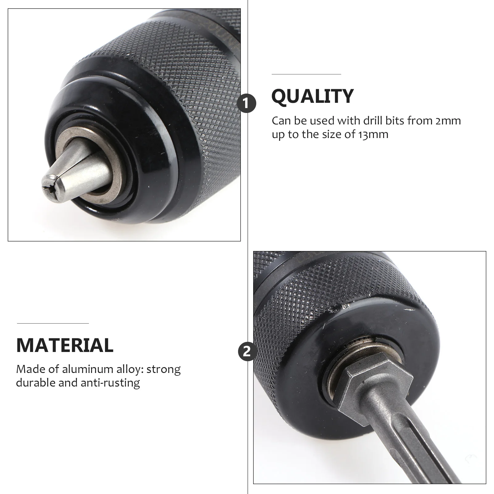 

Drill Chuck Keyless 2-13Mm Aluminum Alloy Ratchet Locking Sleeve for Drill Adapter Power Hand Tools Accessories
