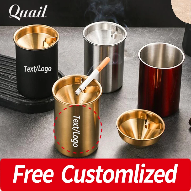 

Free Customization Windproof Car Ashray, Personalized Custom Stainless Steel Ashtray, Circular Smoking Tools