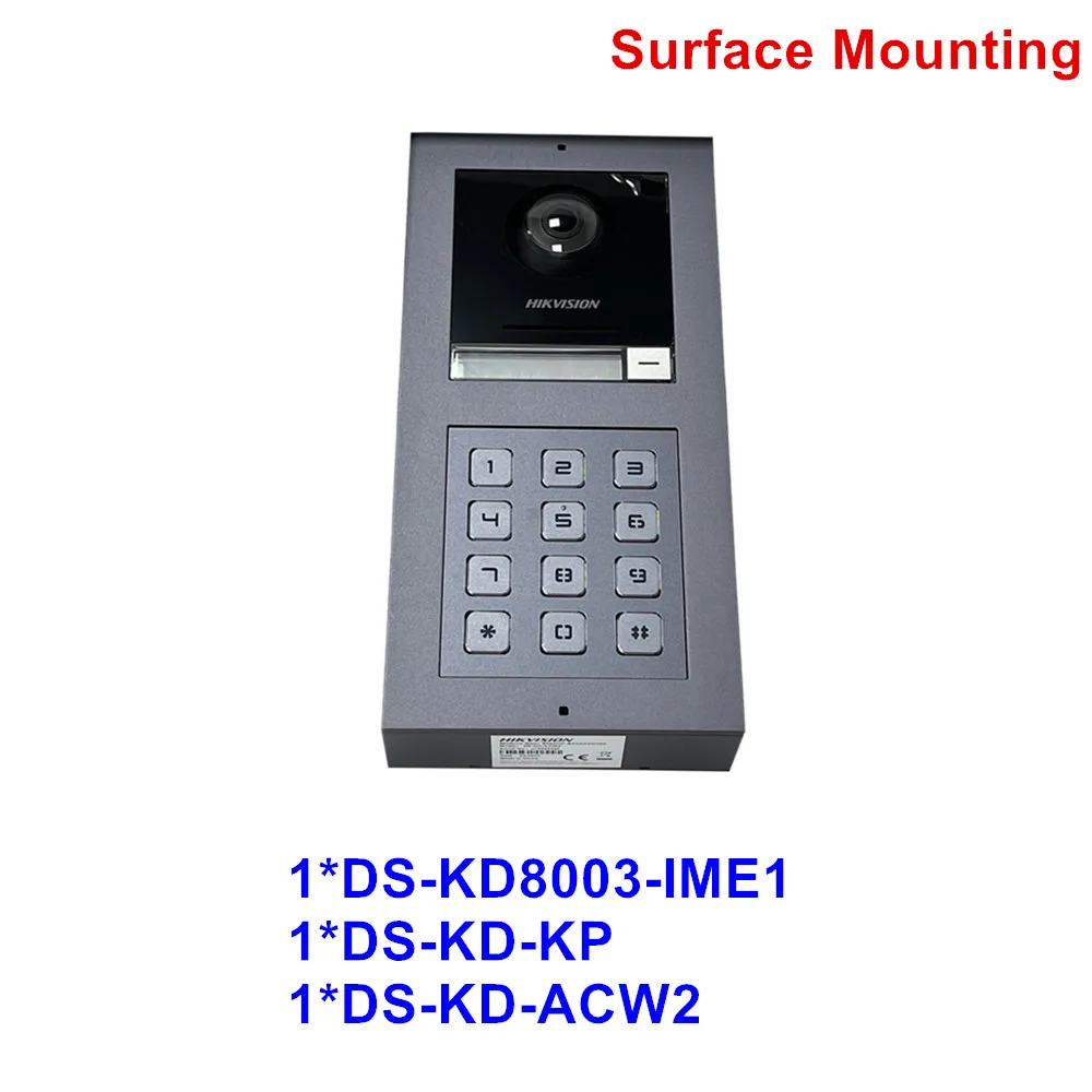 

Видеодомофон Hikvision 2 Мп DS-KD8003-IME1(B) DS-KD-M DS-KD-KP, дверная станция, дверной звонок, клавиатура для ворот, кронштейн для крепления DS-KD-ACW2