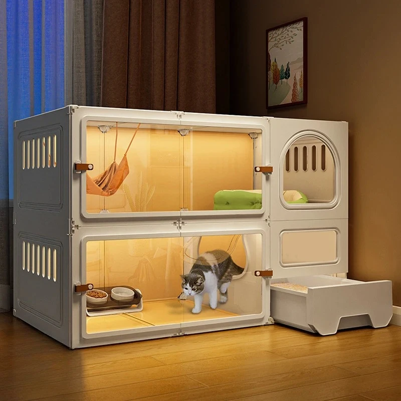 

Luxury Premium High Quality Indoor PP Cat House Cage Multi-Level Multiple Stories Custom Big Space Pet Furniture for Sale