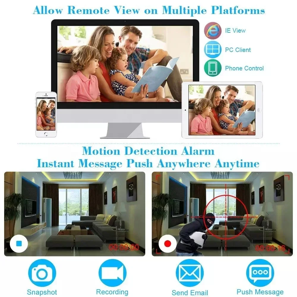 4ch 8ch 720p 960p H.264 1080p H.265 Wireless 10.1 inch LCD HD Outdoor IP WiFi CCTV NVR Kit Security Camera System