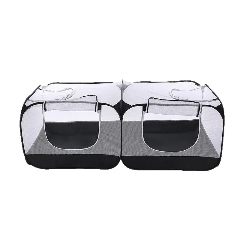 Foldable Pet Enclosure 70.9 x 31.5 x 25.6 Inch Breathable Mesh Portable Cage Rust Resistant with Ground Stakes Playpen for