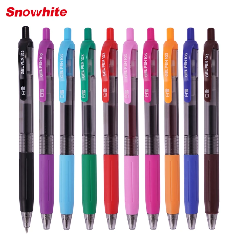 10Pcs Retractable Color Gel Pen Set 0.5mm Fine Point for Office School Stationery Drawing & Marking Assorted Pack