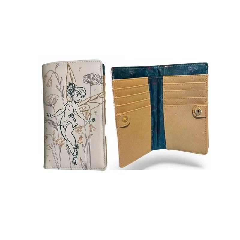 Disney Wallet Loungefly Tinker Bell Collection Disneyland Embroidery Wallet Card Bag Storage Bag Coin Purse Fashion Girls Gifts