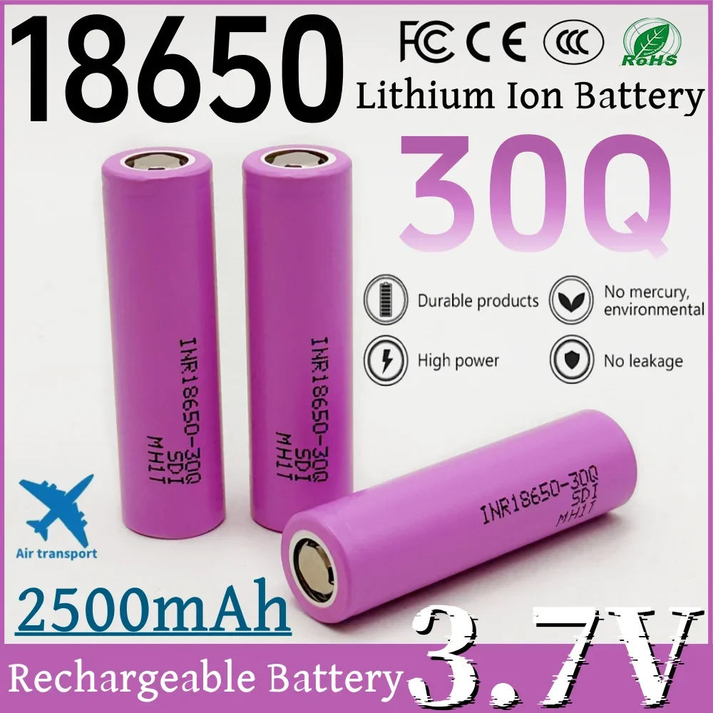 

18650 3.7V 2500mAh Battery For Samsung 30Q 25A Discharge INR 18650 Lithium Lon Battery Replacement External Battery