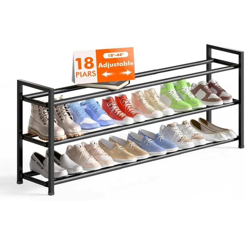 

Металлическая 4-ярусная раздвижная полка для обуви, регулируемая от 18 до 44 дюймов, вмещает 20-24 пары, прочное хранилище для шкафа или прихожей