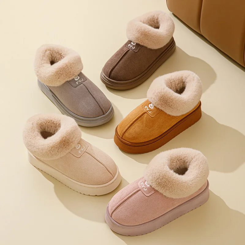 Cotton slippers 20025 autumn and winter women's home bag and postpartum thick sole warm couple with plush outdoor wear view 2