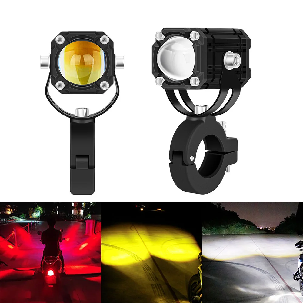 New LED laser light bulbs Motorcycle headlights Spotlights Fog lights High and low beams lens Headlights Spotlight With bracket