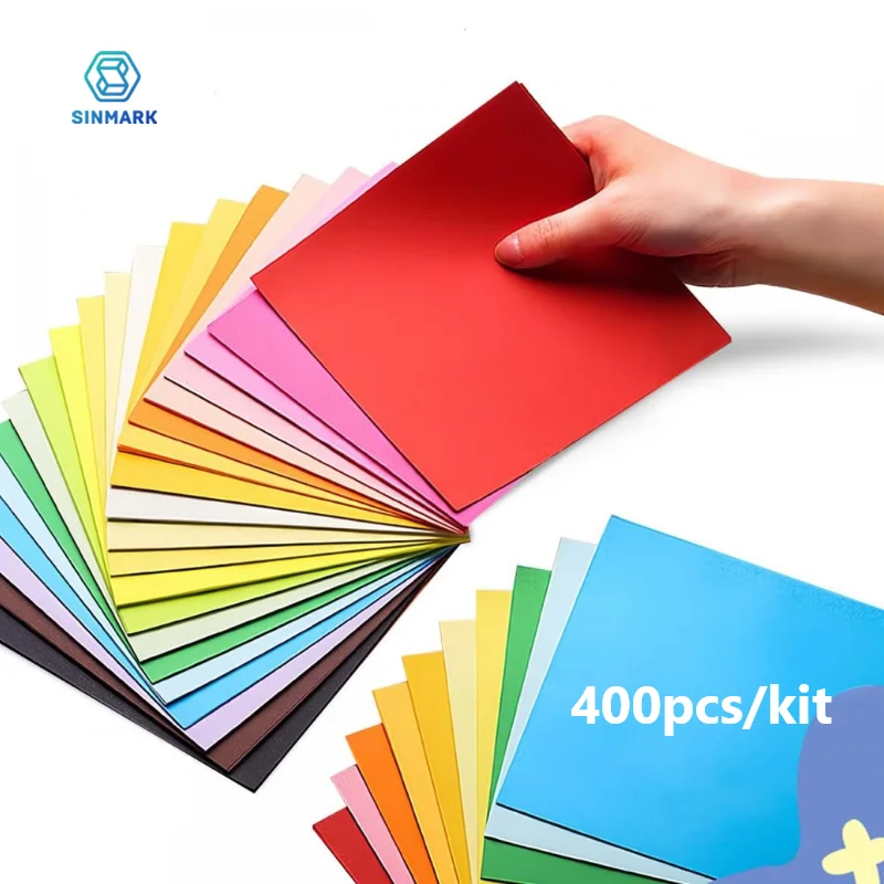 400pcs Square Origami Paper Kit for Fold Paper 20 Colors Double Sides Kid Crafts Crane Colorful Papers Confetti Square Folding